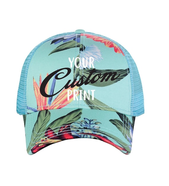 Tropical Floral Print Trucker Mesh Back Structured Baseball Cap FREE SHIPPING