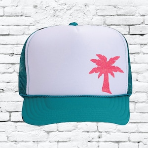Palm Tree Beach Trucker Hat Mesh Back Hat Snapback Party Hats Spring Break Girls Weekend Guys Weekend College Break