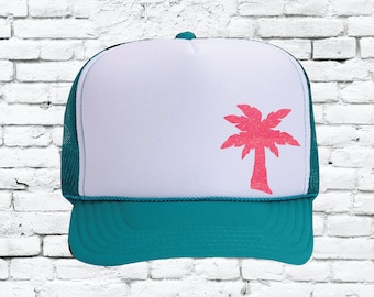Palm Tree Beach Trucker Hat Mesh Back Hat Snapback Party Hats Spring Break Girls Weekend Guys Weekend College Break