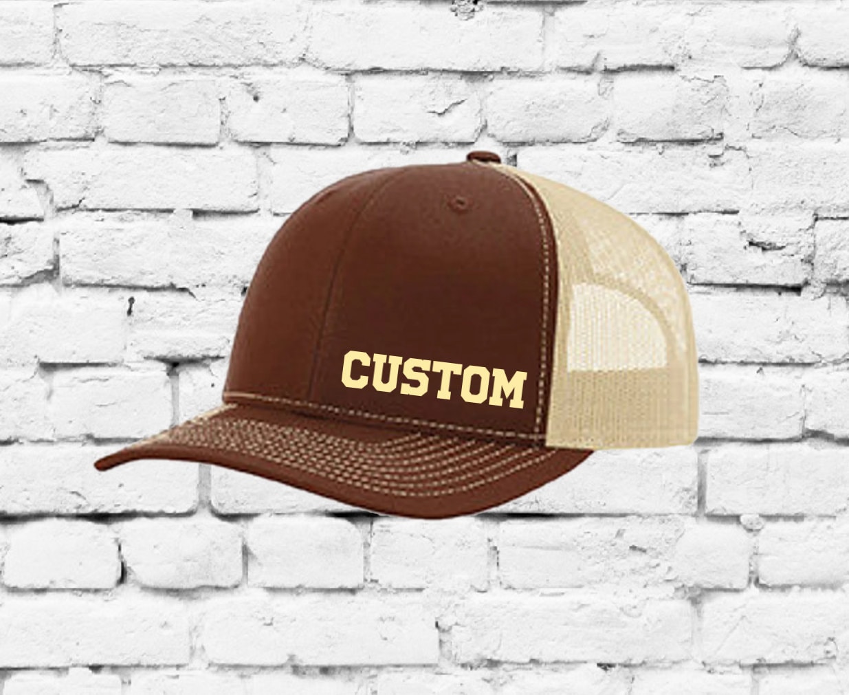 Structured Trucker Mesh Hat Custom Colors Letter W Initial Baseball Mid Profile 