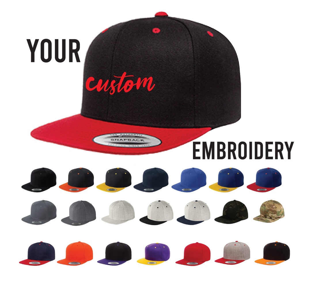 Custom Snapback Hat Yupoong Classic 6089 Color Choice Your Logo Personalized Embroidery Flat