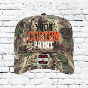 Gorra de sarga de camuflaje de roble con bordado personalizado, gorra de caza con visera de camuflaje y parte trasera ajustable, estilo militar