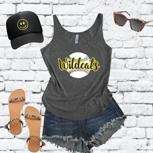 Personalized Baseball Mom Tank Top Your Team Name Sports Shirt Women&#39;s Scoop Neck Drapey Tank Soft Festival