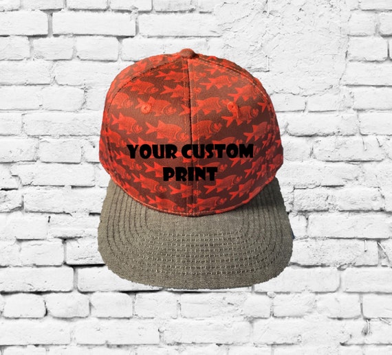 Custom Embroidery Fish Snapback Hat Red Fishing Chambray Two-tone Zig Zag  Hat Your Custom Text or Logo -  Canada