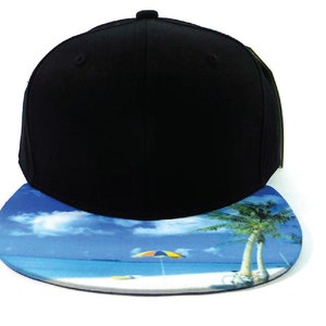 Bordado personalizado Hawaiian Snapback Black y Sombrero floral de playa Hawaii Palmeras