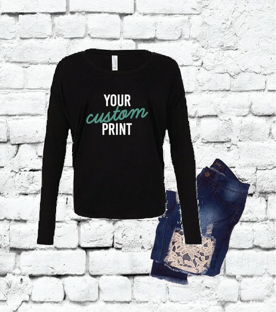Custom Print Long Sleeve Shirt Flowy Long Sleeve Tee With 2x1