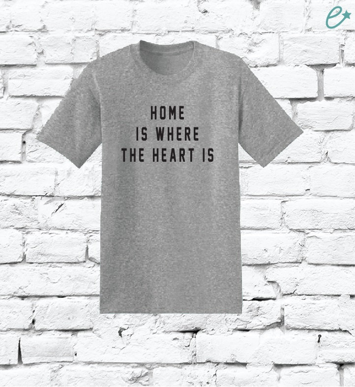 Home Is Where The Heart Is Custom Print Men's Crew Neck T-shirt Graphic Tee Soft Relaxed Shirt Retail Fit Tee