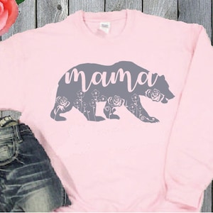 Mama Bear Crewneck Sweatshirt Custom Pullover Sweatshirt Personalized Long Sleeve Sweater