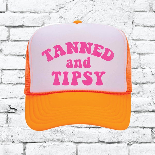 Tanned and Tipsy Trucker Hat Day Drinking Snapback Summer Party Hats