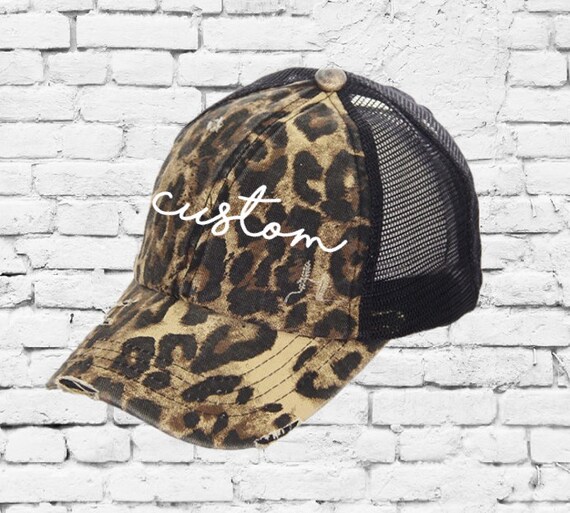 Custom Leopard Pony Tail Hat Trucker 
