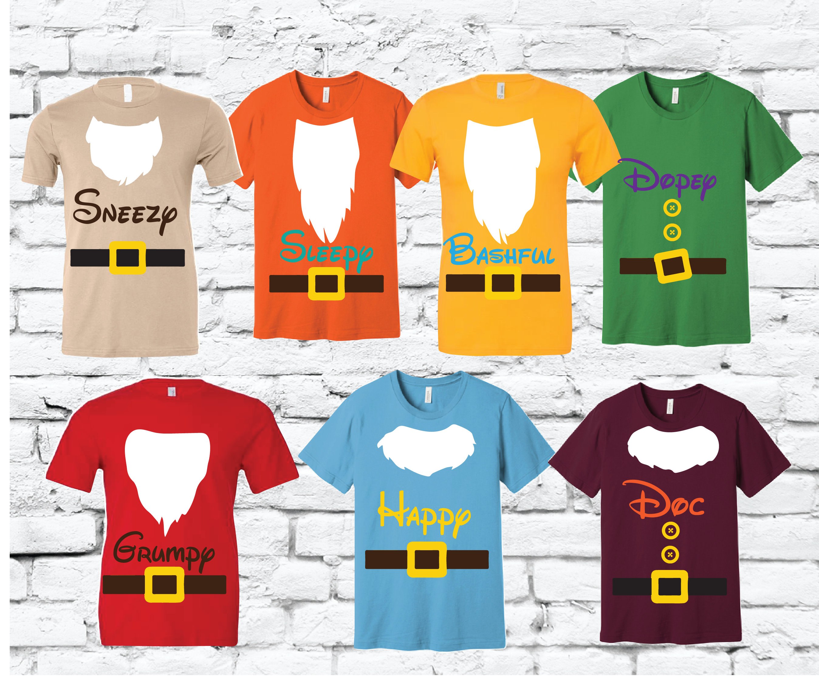 Seven Dwarf Shirt Unisex 7 Dwarfs Costume Halloween Crew Neck With