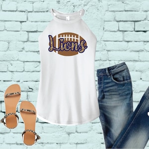 Custom Football Team Shirt Sports Mom Tank Top Shirt Women&#39;s High Neck Cut Graphic Tee