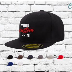 Custom Embroidery Flexfit Fitted Hat with Your Custom Print Flat Bill High Profile Hat 6210