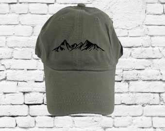 Mountains Hat Unstructured Dad Hat Hiking Adventure Biking Mountain Range Baseball Cap