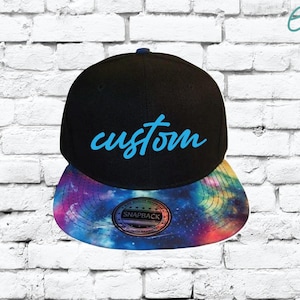 Custom Embroidery Kids Galaxy Hat and Black Snapback Youth Kids Juniors Black Hat Childs Size Snapback Cap Toddler Hat