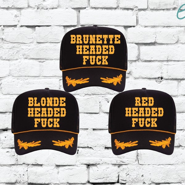 Blonde Headed Fuck Brunette and Red Trucker Hats Funny Stepbrother Party Hats Mesh Back Hats with Snapback