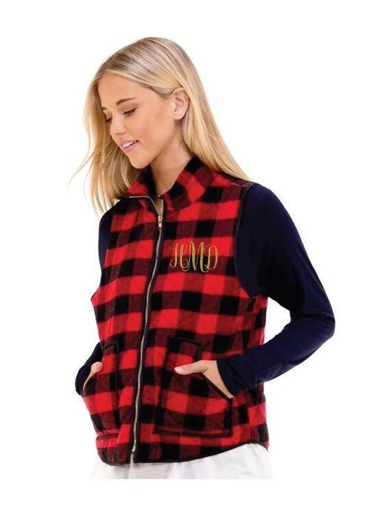Red Plaid Vest - Etsy
