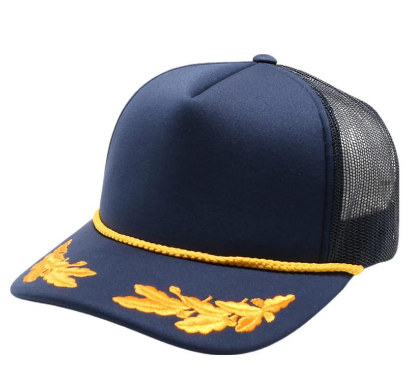 Custom Trucker Hats Nautical Captain Rope Hat Outdoor Cap SE Foam Gold ...