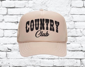 Gorra de camionero Country Club, bonita gorra de camionero, gorra de vaquero, snapback de espuma personalizado