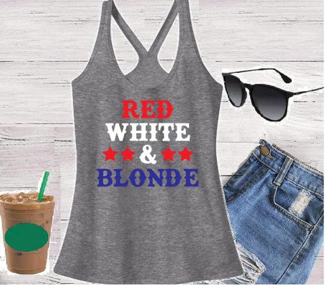 Red White and Blonde Women's T Back Tank Top Fourth of Etsy