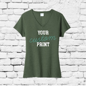 Custom Women&#39;s V-Neck T-shirt  VNeck Tee Custom Shirt Custom Personalized Relaxed Fit Tee