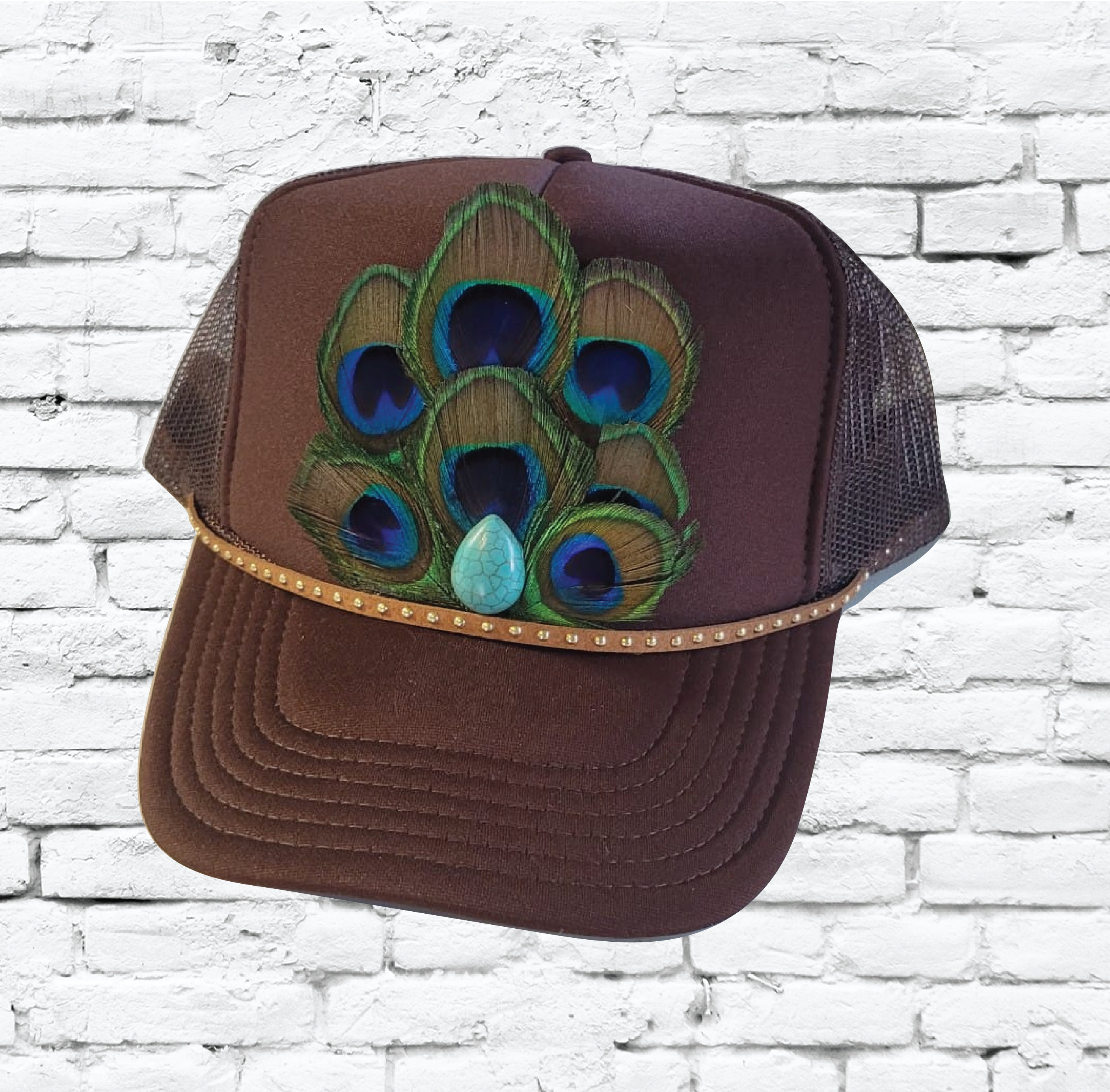 Custom Feather Trucker Hats Peacock Western Hat - Etsy