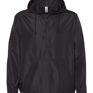 Custom Color Block Lightweight Windbreaker Jacket Custom Logo Half Front Zipper and Pockets Competitive Professional Look Black