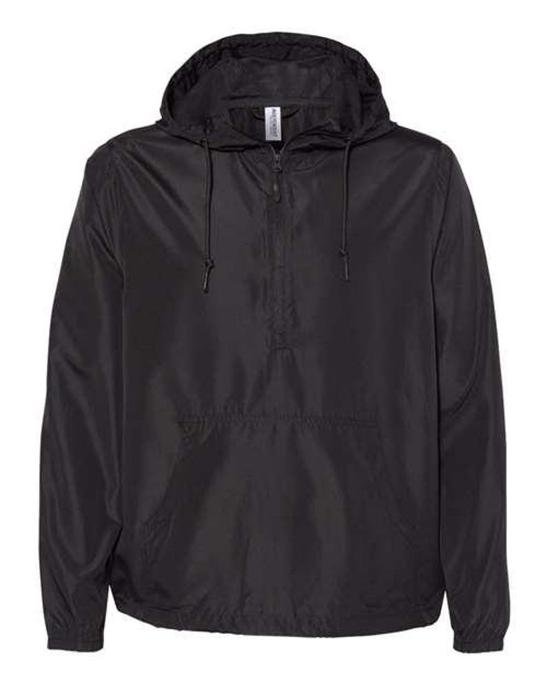 Custom Color Block Lightweight Windbreaker Jacket Custom Logo Half Front Zipper and Pockets Competitive Professional Look Black