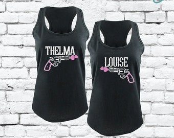 Thelma and Louise Tank Tops Fun Funny T-shirt Party Vegas Duo Drinking Tee