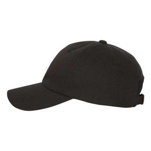 May include: A black baseball cap with a curved brim and an adjustable strap.