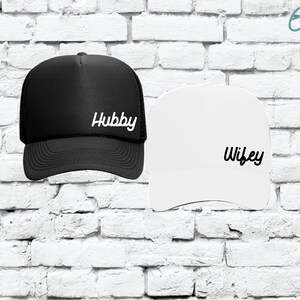 Wifey and Hubby Trucker Hats Small Corner Newlyweds Just Married Party Hats Mesh Back Hats with Snapback
