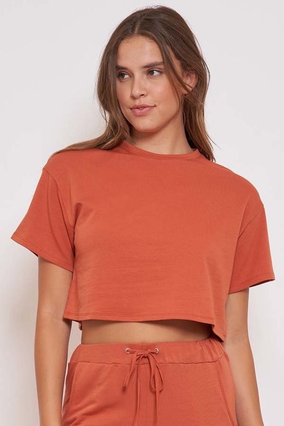 Pumpkin Rust Orange Crop Top T-shirt 