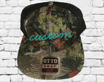 Aangepaste borduurwerk Camo Trucker Hat jacht SnapBack Knol camoflauge rand Solid Camo Hat met mesh terug SnapBack groene leger Cap