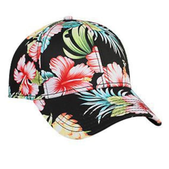 Custom Embroidery Solid Hawaiian Hat Baseball Cap Floral Brim
