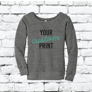 Custom Fleece Wide-Neck Sweatshirt Personalized Womens Sweatshirt Off the Shoulder Sweater