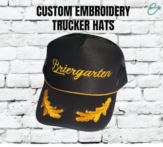 Custom Embroidery Trucker Hats Nautical Black Gold  display picture 2