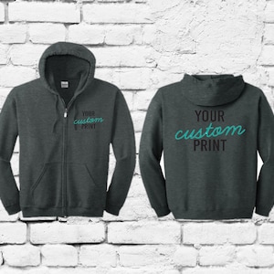 Custom Hoodie Full Zip Hooded Sweatshirt Heavy Blend Long Sleeve Kangaroo Jacket