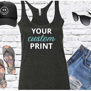 Custom Print Women&#39;s Racer back Tank Top, Soft Fitted Tank, Custom Tank Top, Personalized Tank Top