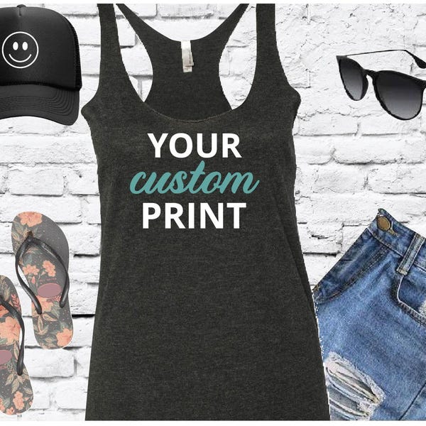 Custom Print Women's Racer back Tank Top, Soft Fitted Tank, Custom Tank Top, Personalized Tank Top