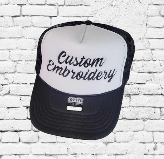 Adjustable Foam Trucker Hat with Mesh Backing - Embroidered Letter Print Embroidered Foam Trucker Hat, Personalized Mesh Snapback Cap  main image 2