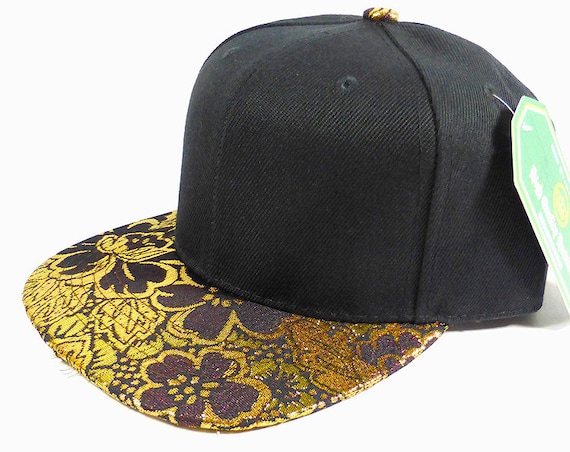 Youth Custom Embroidery Gold Floral Hat Snapback Childs Size  display picture 1