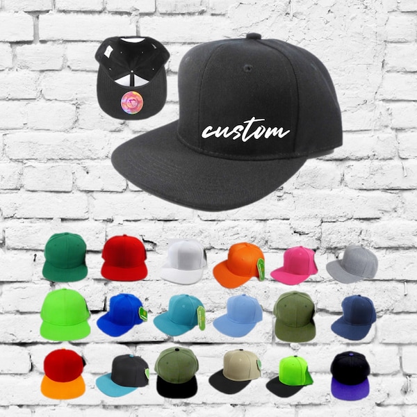 Custom Embroidered Snapback Hat - Design Your Own Text On Adjustable Flat Bill Baseball Cap (Grey, Large-XL) - View #8