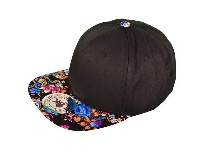 Custom Embroidery Floral Snapback Blue Pink and Gold Floral  display picture 1