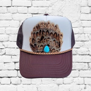Custom Feather Trucker Hats Pheasant Western Hat