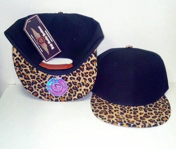 Custom Embroidery Leopard Hat Snapback Cheetah Brim Solid  display picture 1
