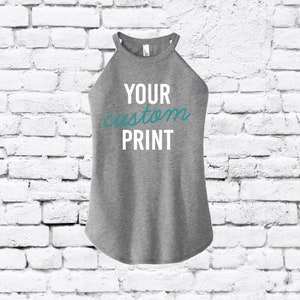 Camiseta de tirantes de cuello alto para mujer con estampado personalizado Camiseta de tirantes personalizada Camiseta de tirantes ajustada personalizada
