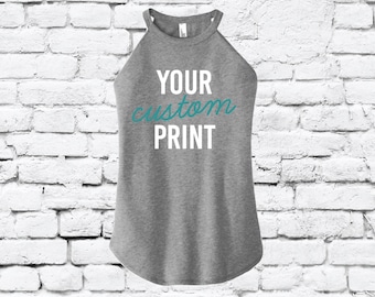 Custom Print Women's High Neck Tank Custom Tank Top Custom Personalized Fitted Tank