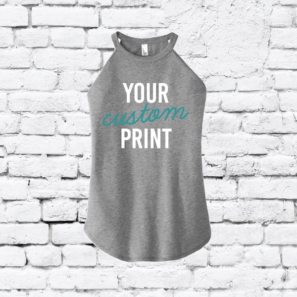 Custom Print Women's High Neck Tank Custom Tank Top Custom Personalized Fitted Tank