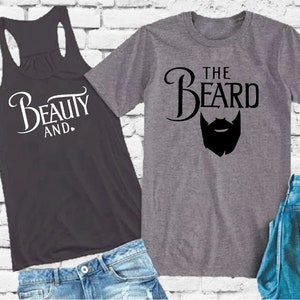 The Beauty and the Beard Matching Tees Beast Funny Couples Graphic Tank Top and Shirt