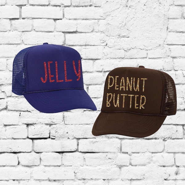 Peanut Butter Jelly Trucker Hats Couples Hats Mesh Back Hats PB & J Snapback